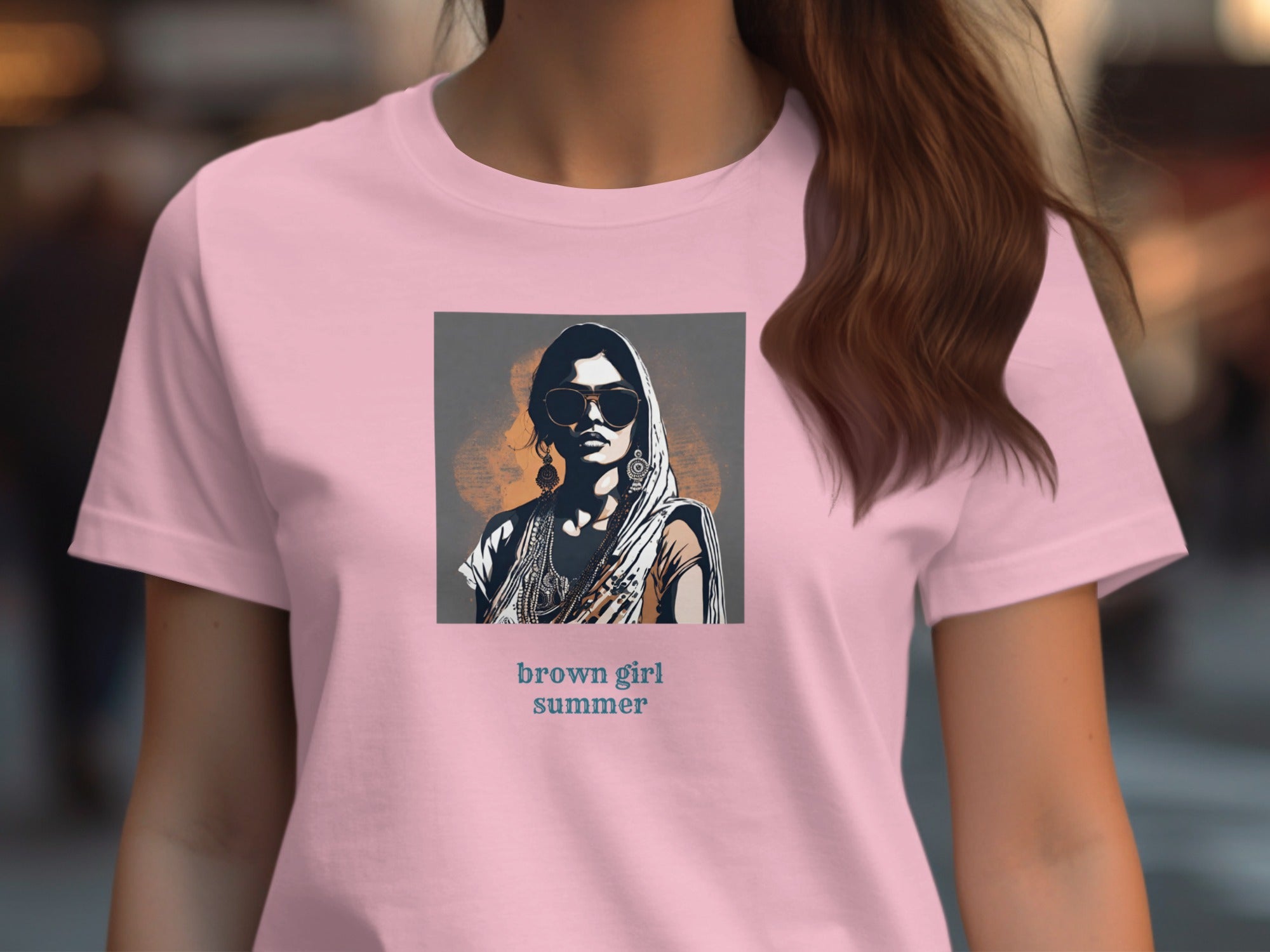 Trendy Brown Girl Summer Printed Artistic Tee
