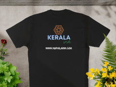 Black t-shirt with "Kerala Ink" logo and website WWW.KERALAINK.COM.