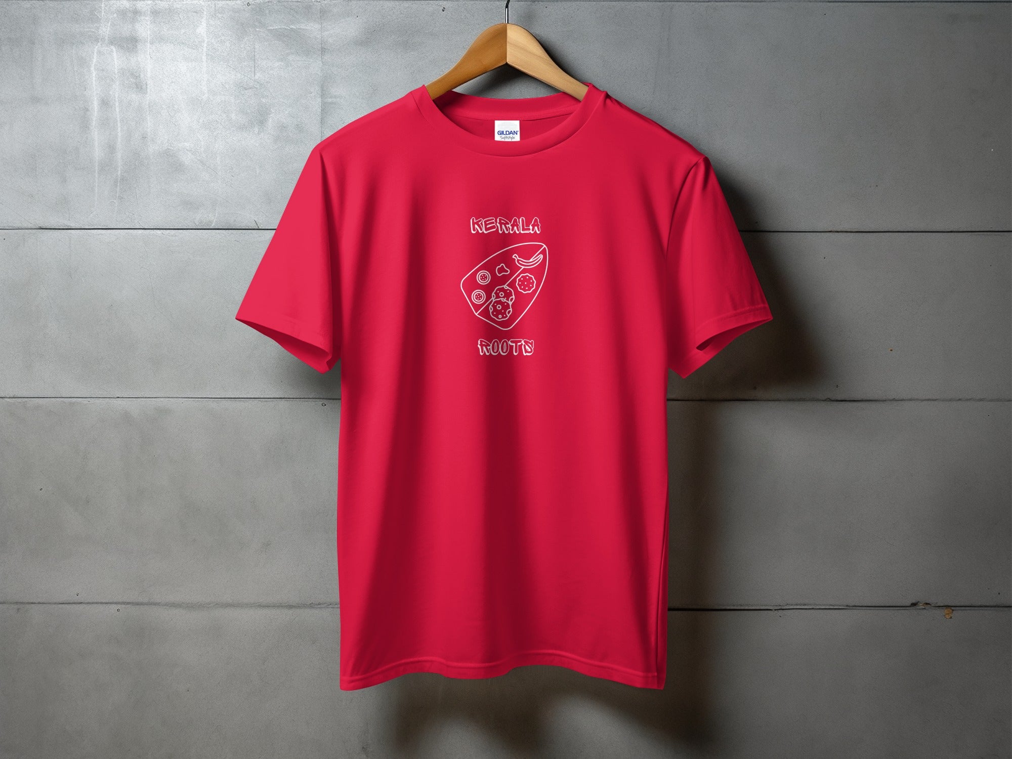 Bold Red T-Shirt with Artistic Kerala Roots Design