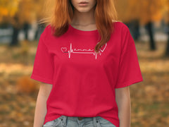 Heartbeat Mamma Graphic Red Tee Shirt
