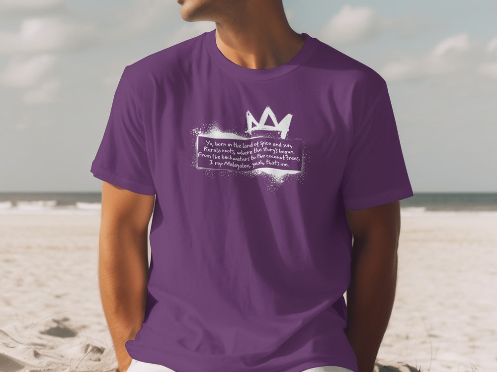 Unique Purple Shirt with Artistic Crown Design