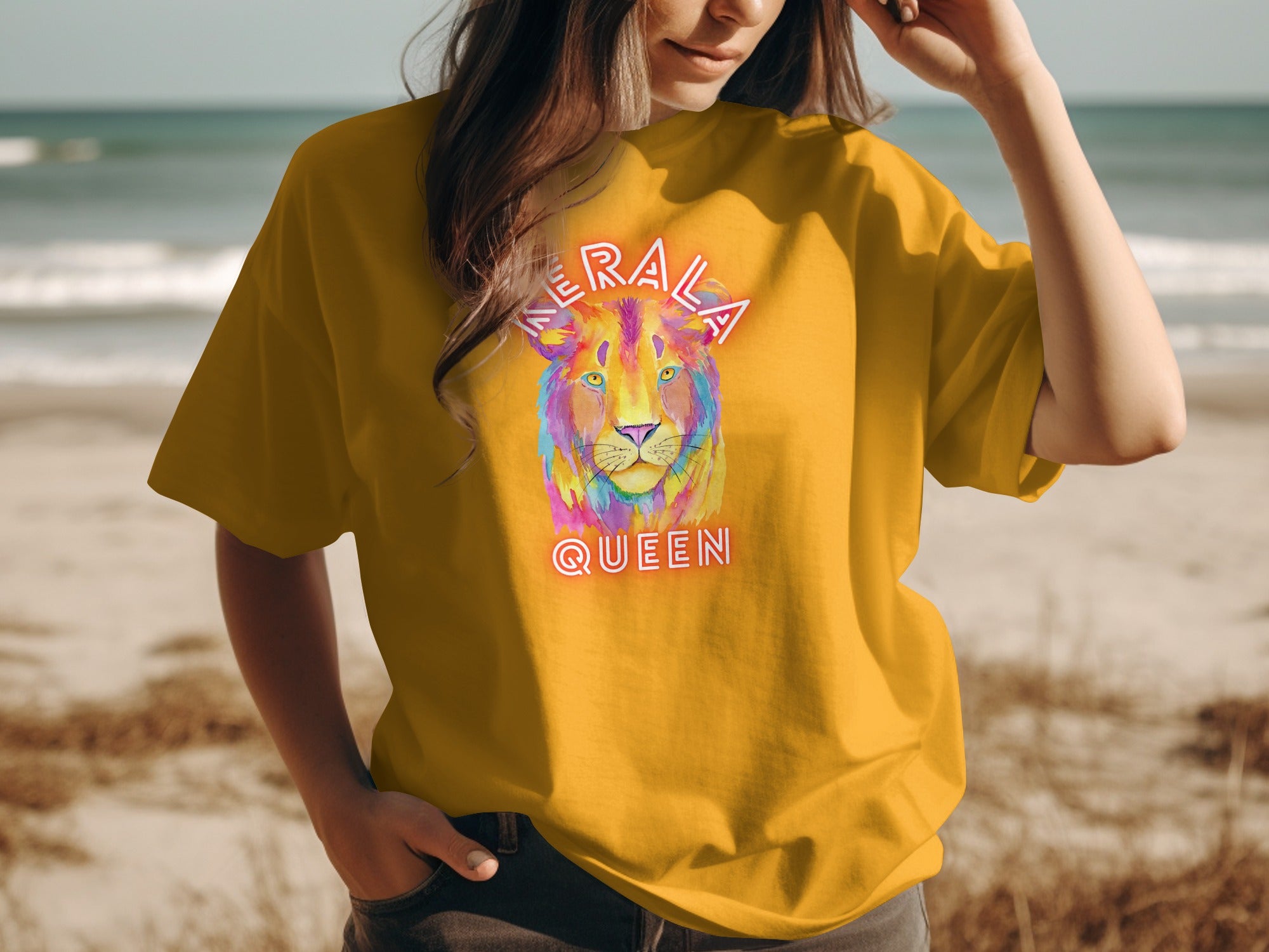 Kerala Queen Lion Graphic T-Shirt for Coastal Vibes