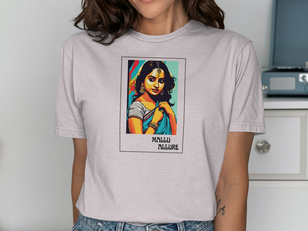 Retro Style Graphic Tee Featuring Artful Portrait