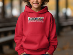 Stylish Red Hoodie with Colorful Design Hoodie