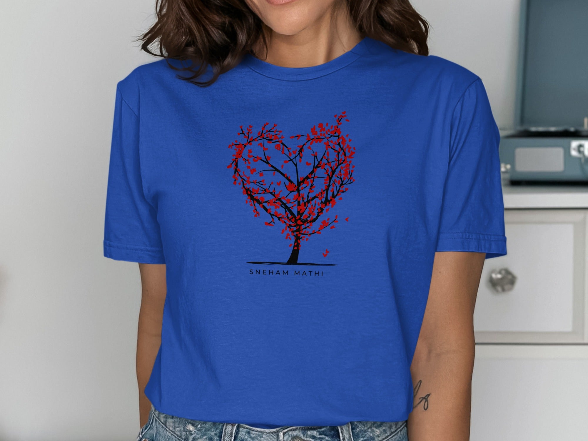 Tree Heart Graphic SNEHAM MATHI Blue T-Shirt
