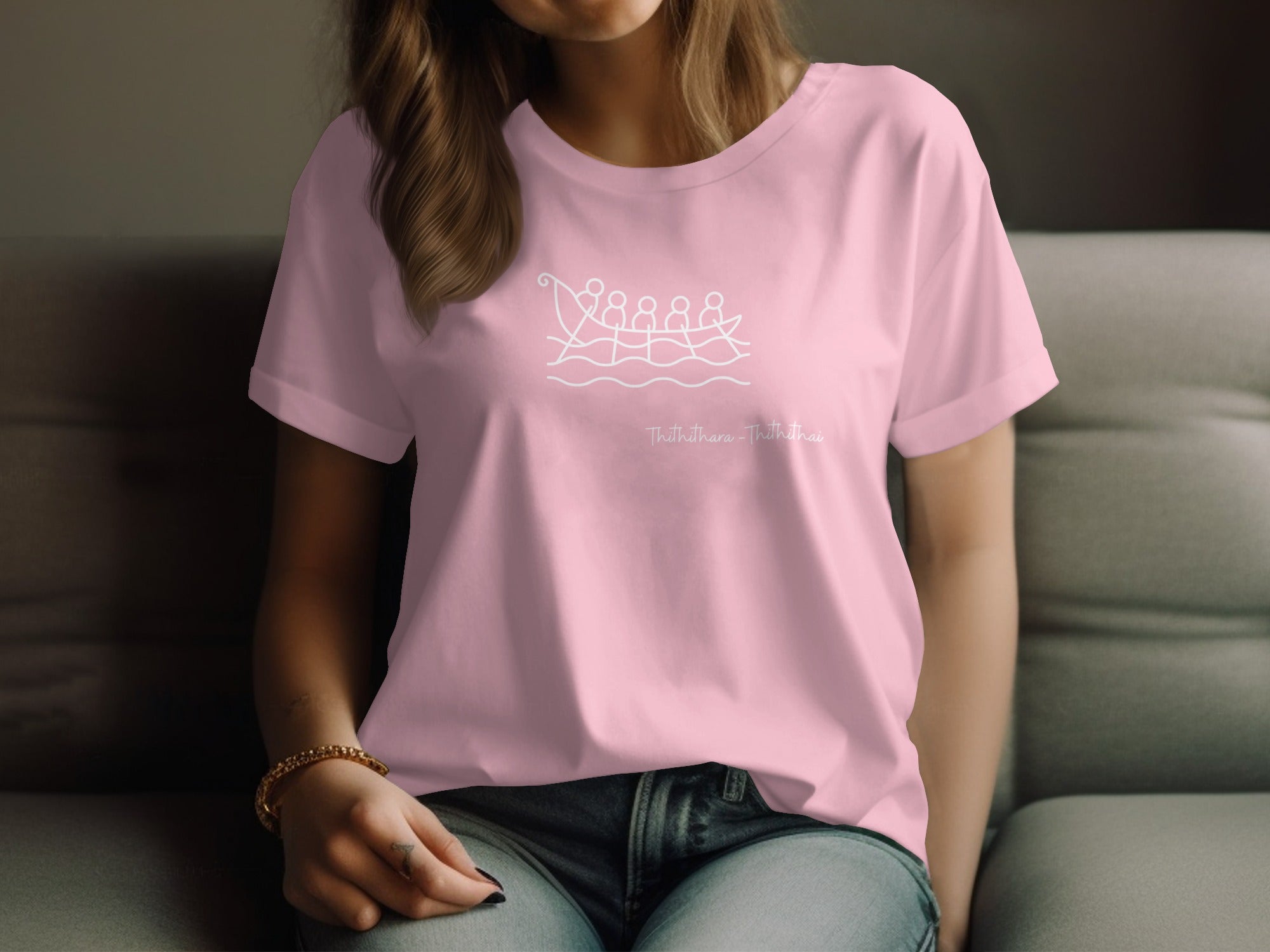 Cute Pink T-shirt with White Minimalist Design Product