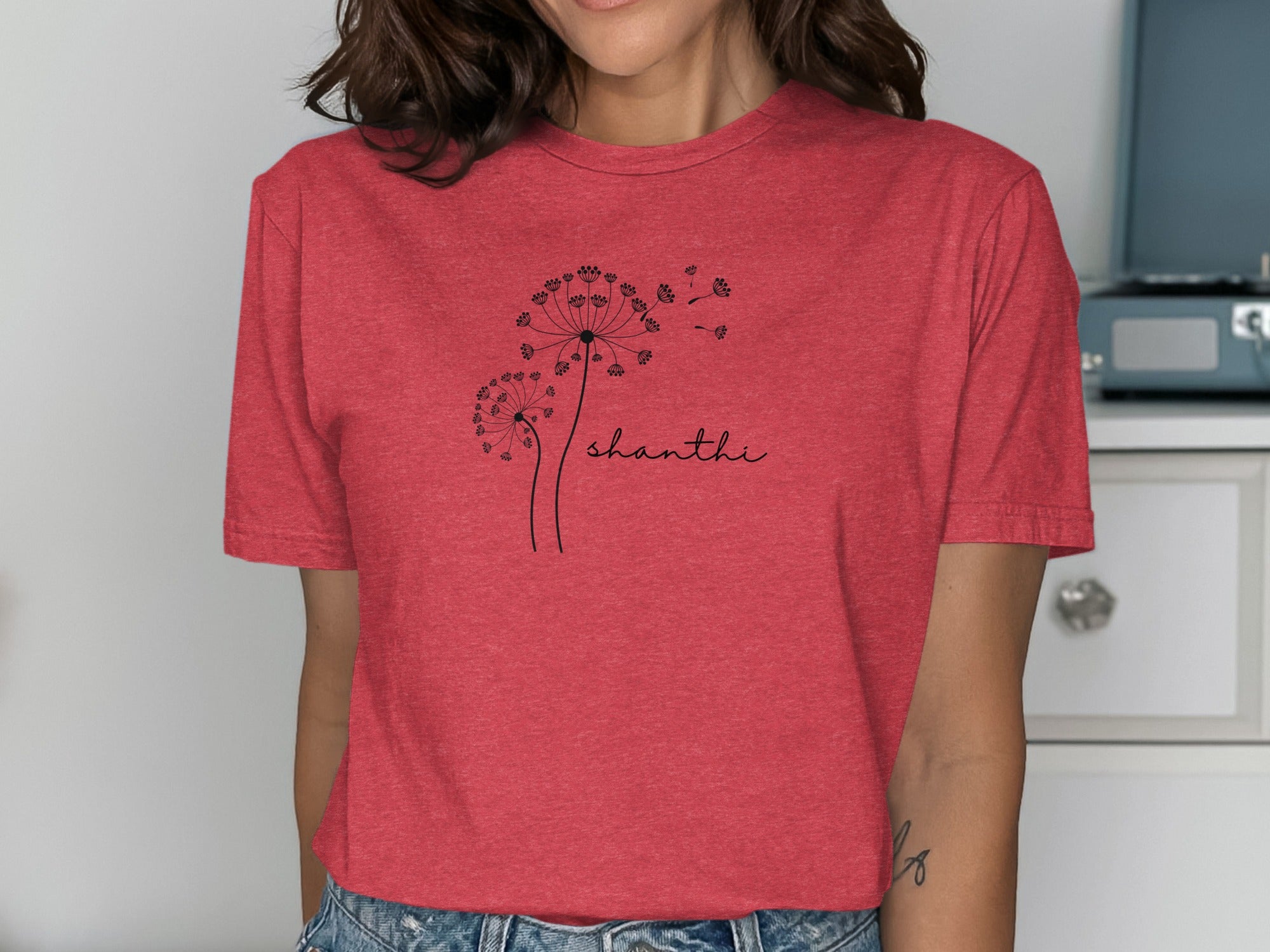 Dandelion Design Red Shanthi Women's Relaxed T-Shirt