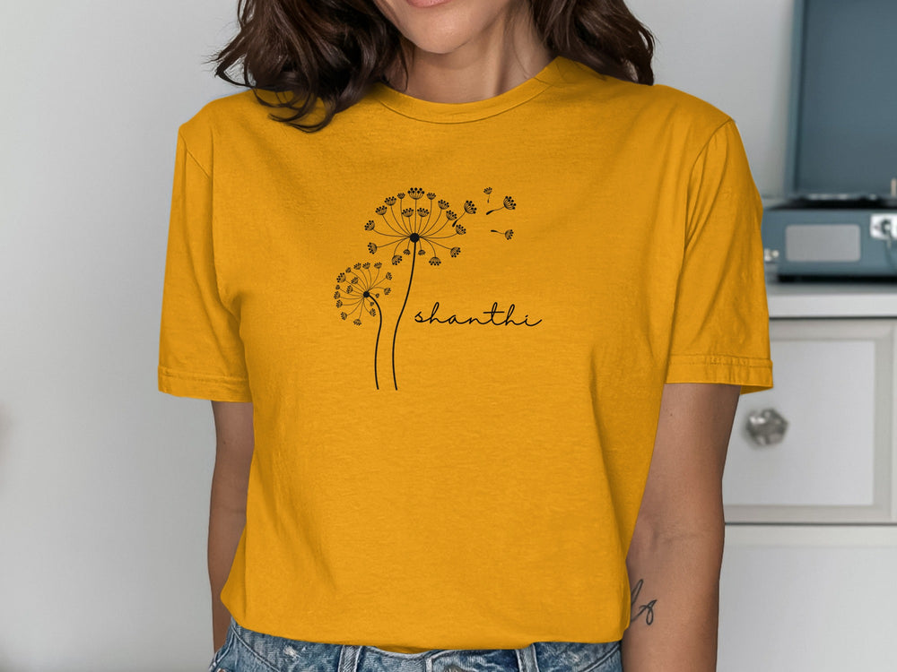 Shanthi Yellow Tee with Blossom Design