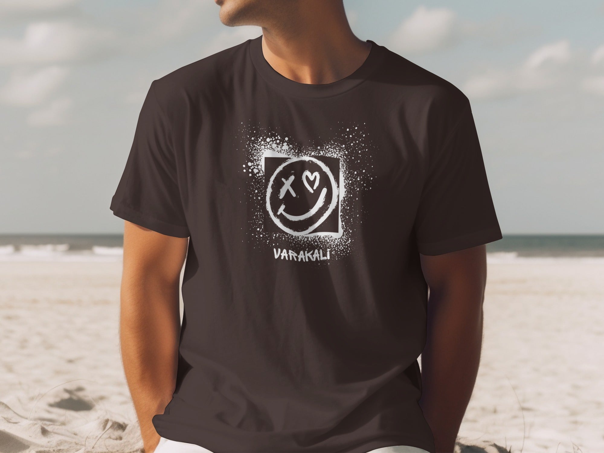 Varakali Smiley Face Beach Graphic T-Shirt