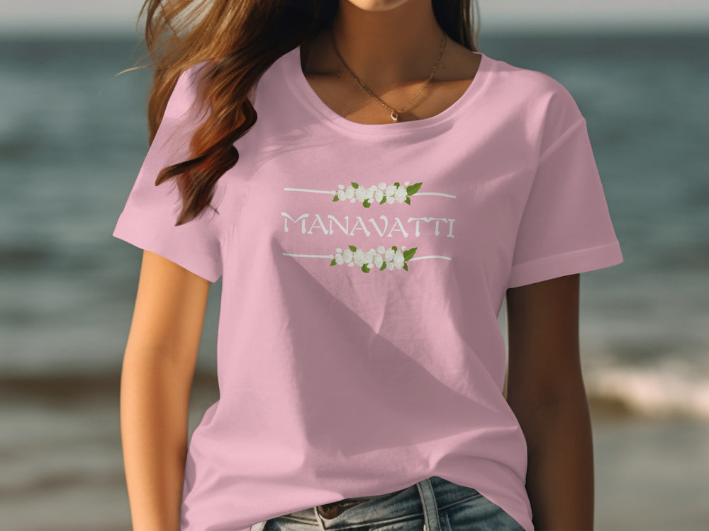 Manavatti Floral Design Graphic Pink T-Shirt