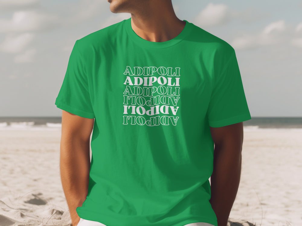 Adipoli Graphic Text Overlay Repeat Design T-Shirt Product