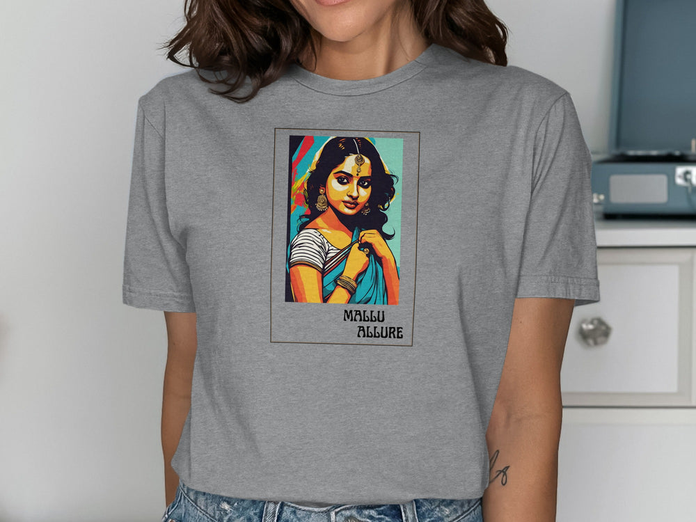 Graphic Tee with Retro Style Portrait Mallu Abstract
