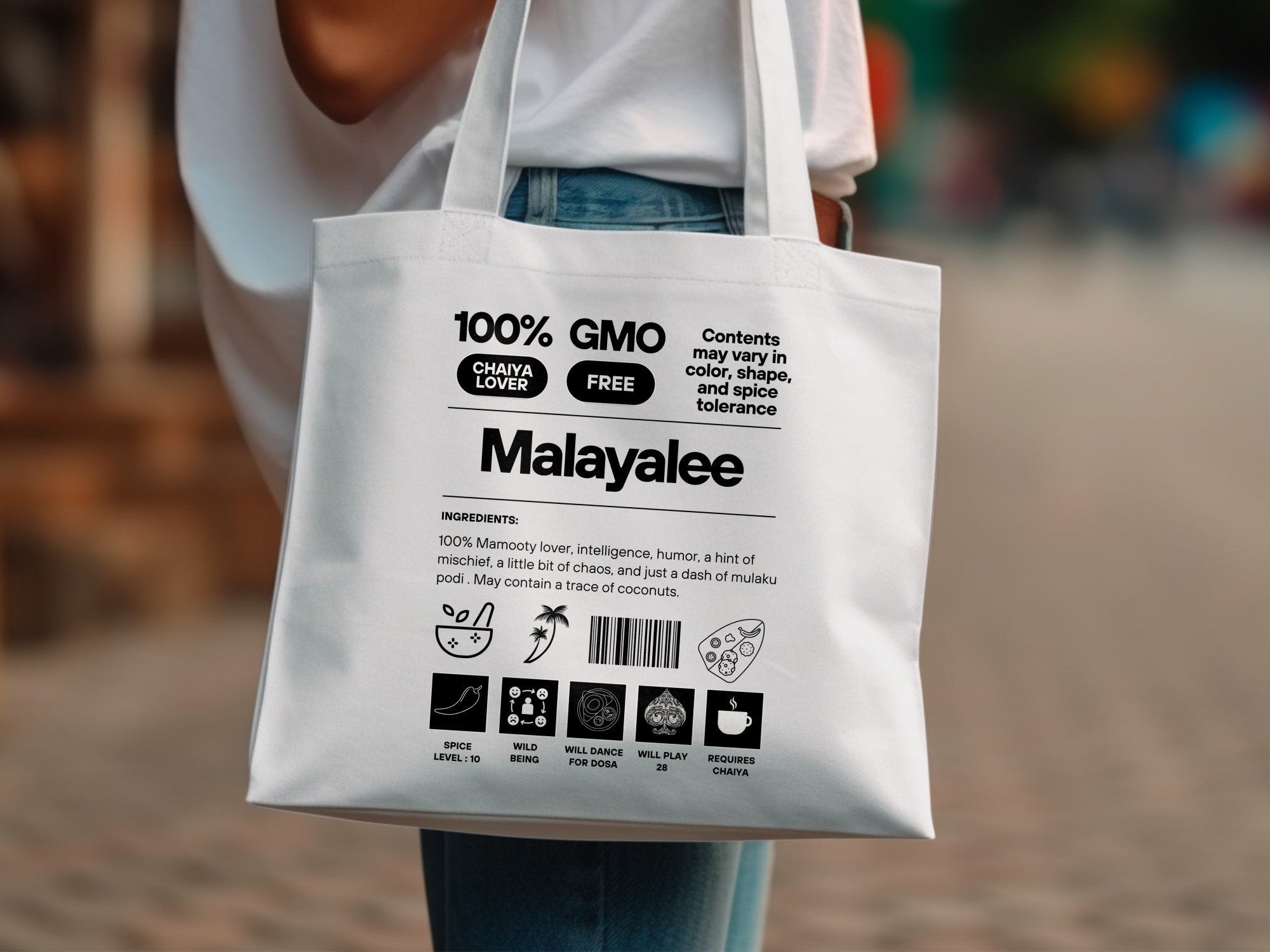 100 Percent GMO Free Malayalee Tote Bag with Unique Design
