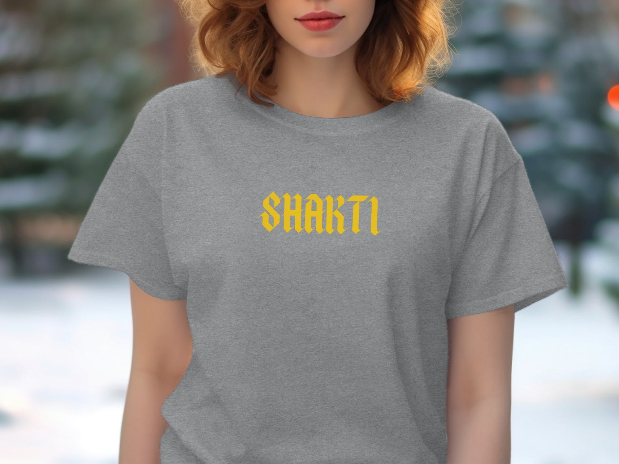 SHAKTI Graphic Tee with Bold Centered Lettering