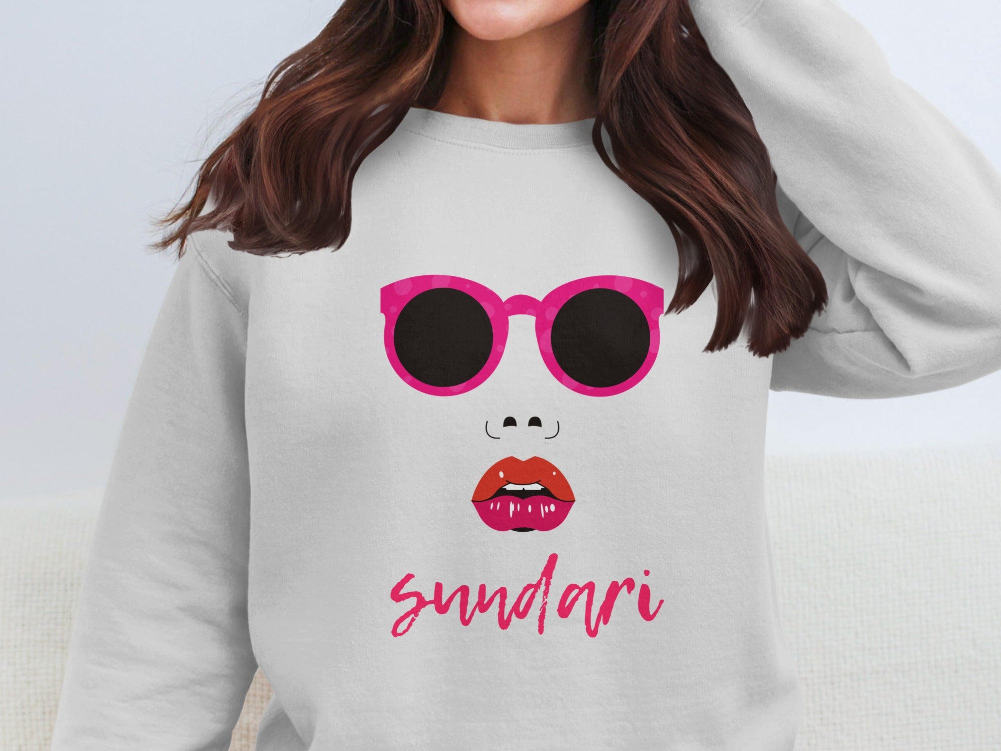 Sundari Sunglasses and Red Lips Graphic Sweatshirt