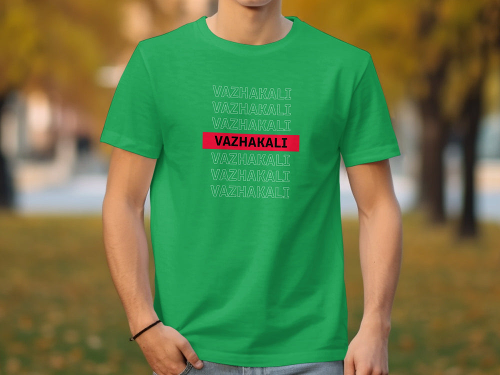 VAZHAKALI Green Shirt Bold Typography Design