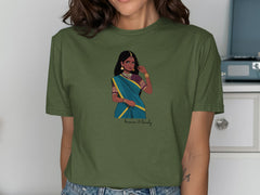 Graphic T-shirt with Traditional Indian Woman Illustration
