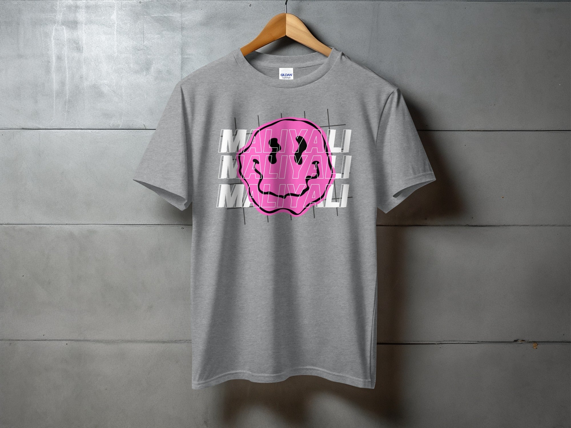 Gray T-Shirt with Stylish Mayali Pink Graphic Design