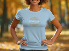 Beautiful Light Blue Manavatti Themed Graphic Shirt