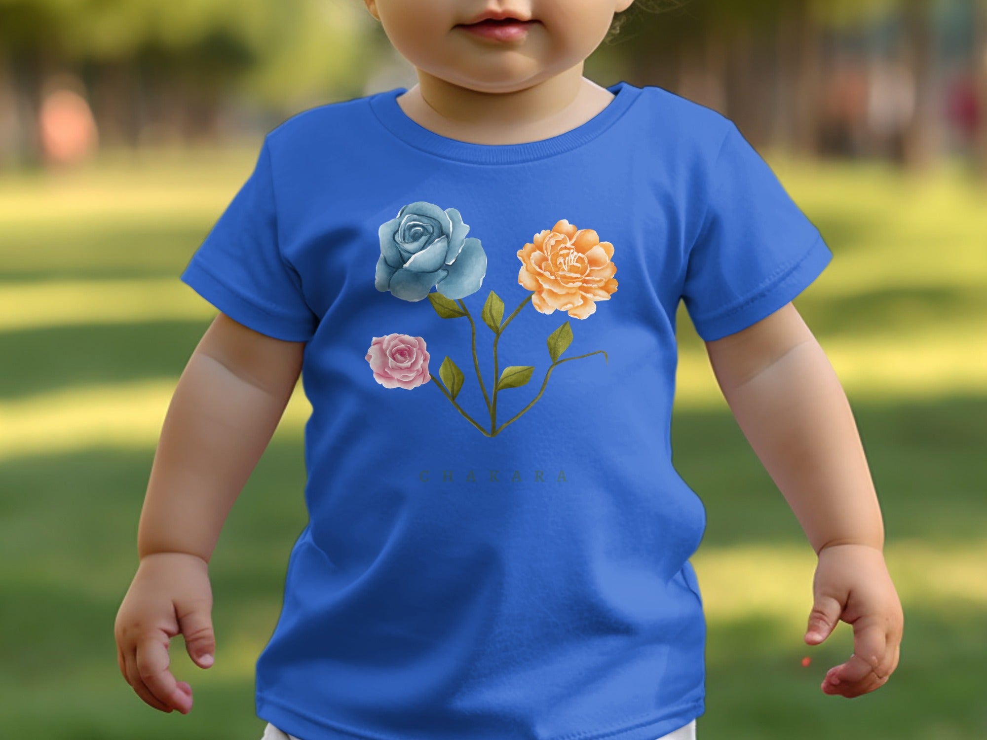 Vibrant Floral Design Blue Toddler T-Shirt Product