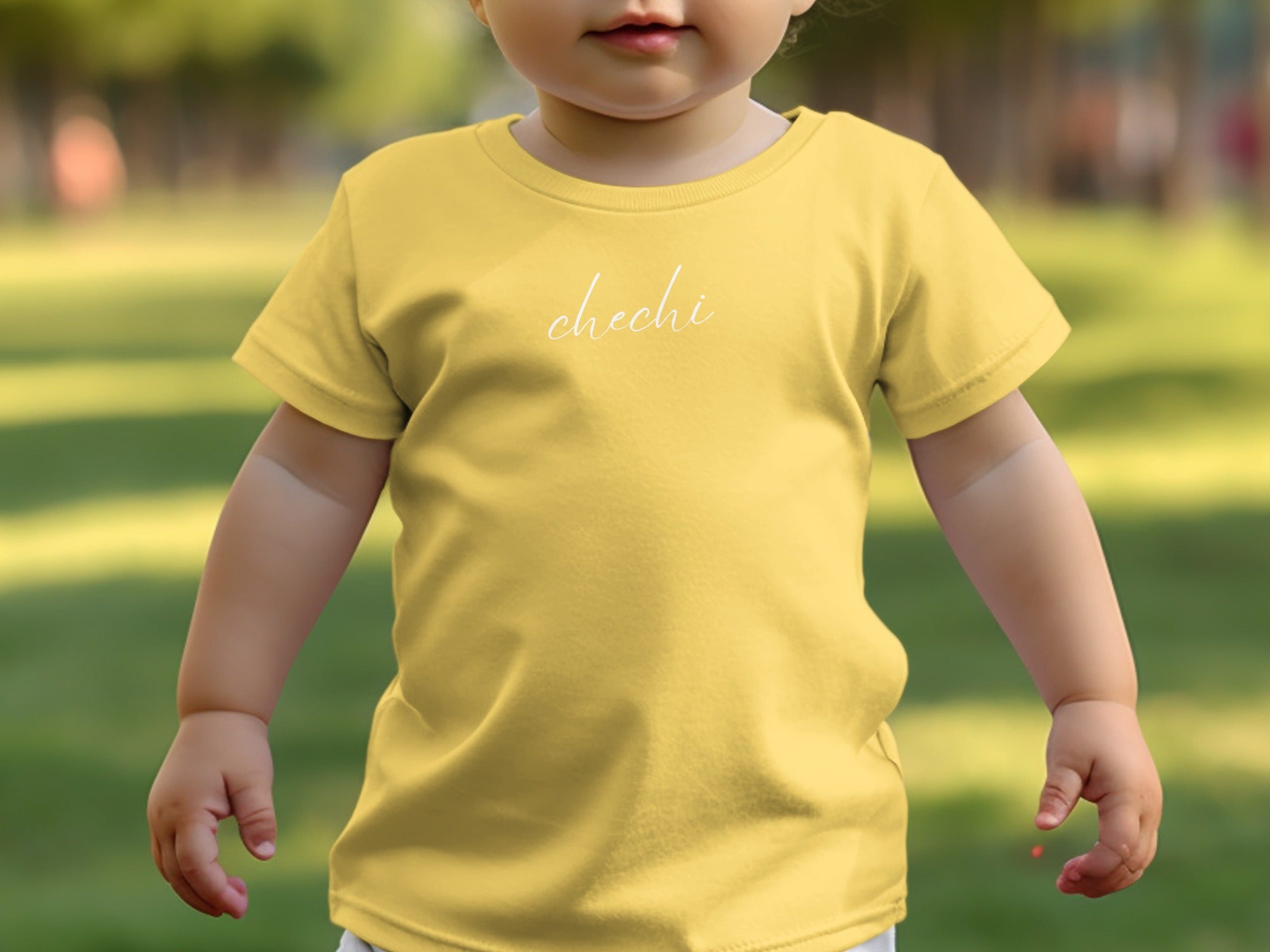Cute Yellow Tshirt for Babies with Chechi Print