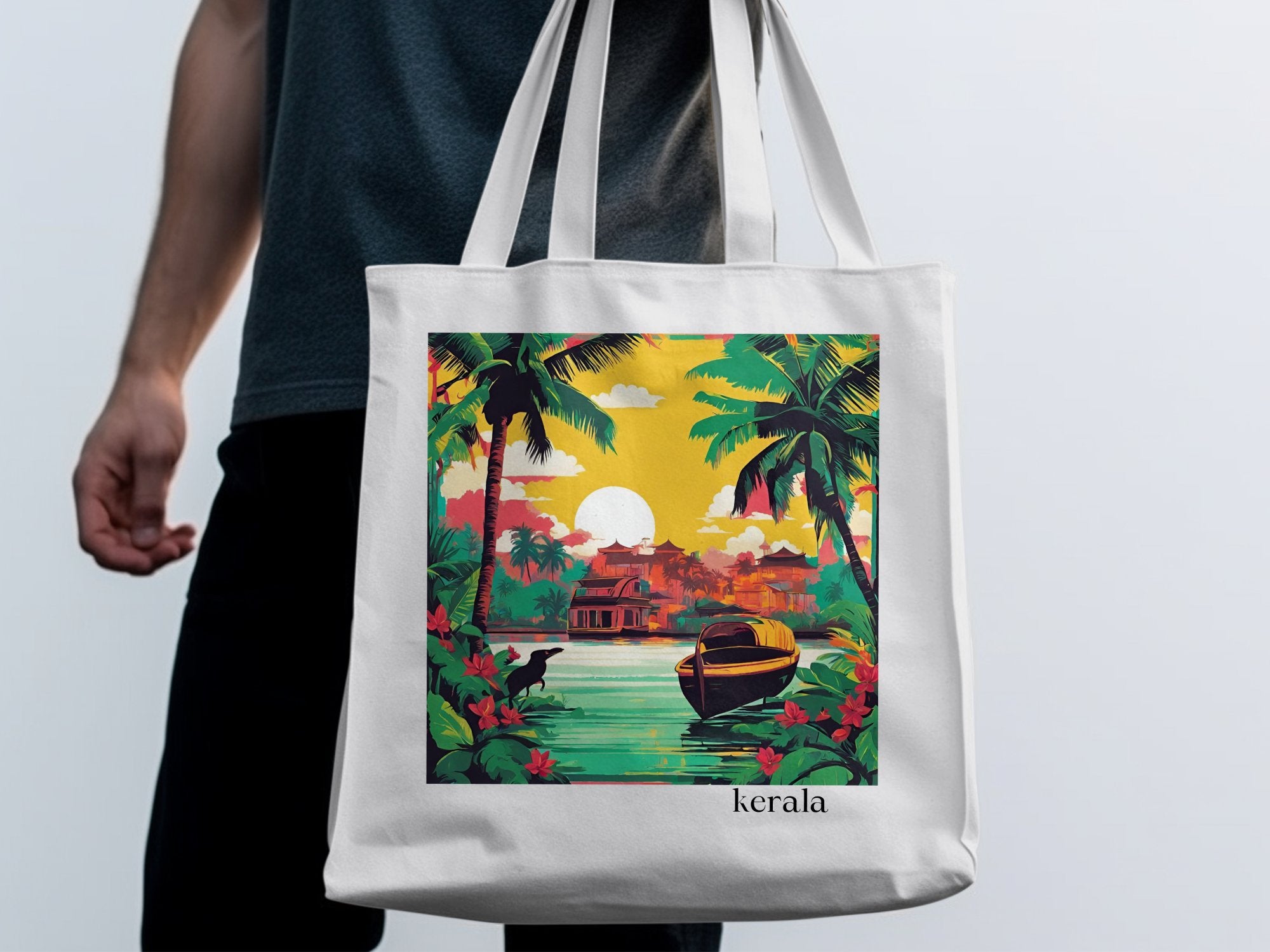 Kerala Scenic Tote Bag for Stylish and Practical Use