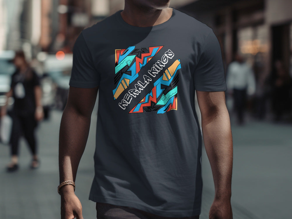 Vibrant Urban Geometric Graphic on Men's Shirt