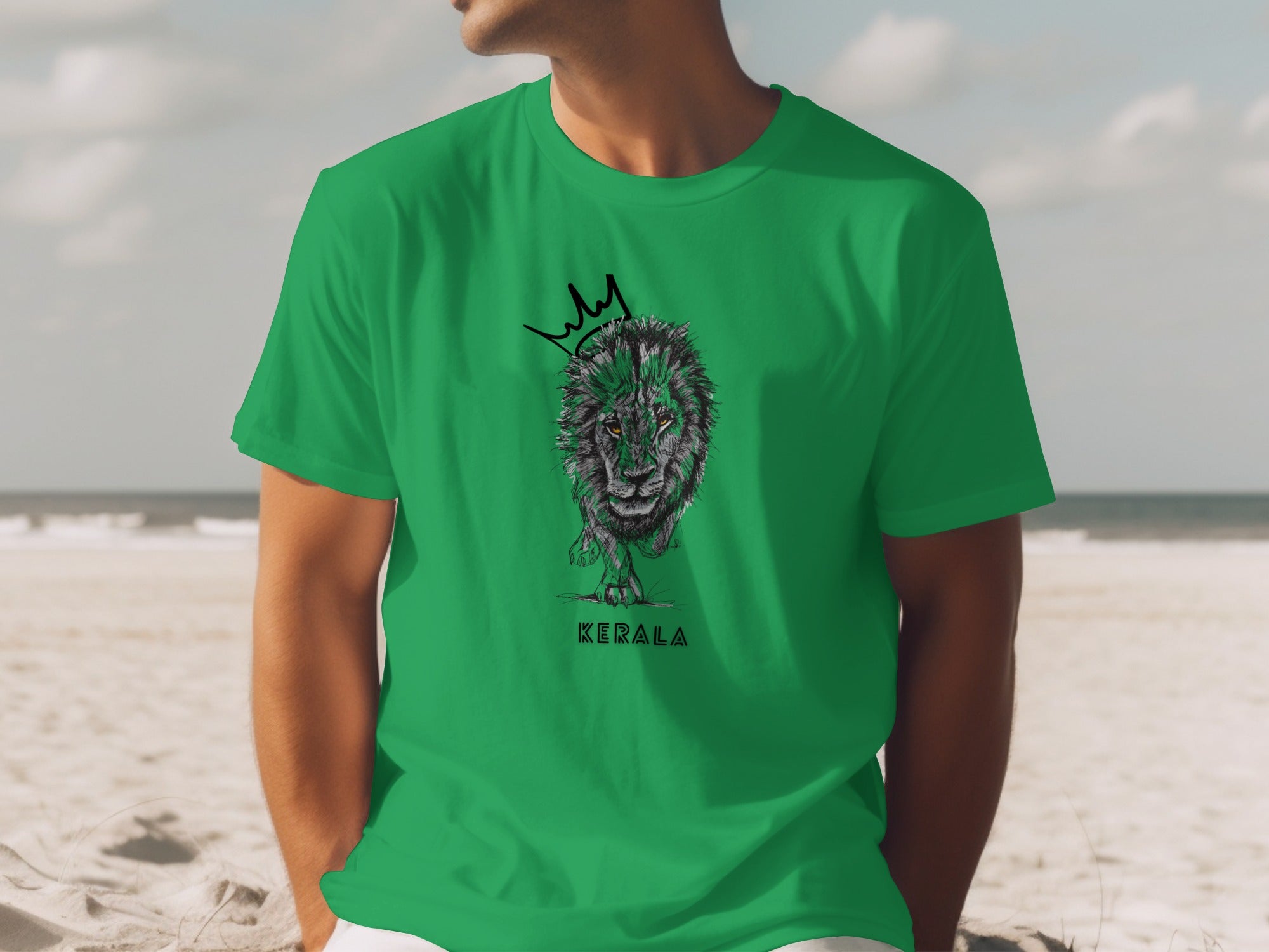 Kerala Lion with Crown Graphic T-Shirt Casual Apparel