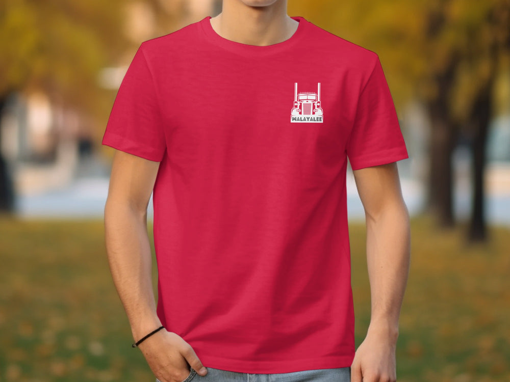 Casual Red T-Shirt with Bold Graphic Print Design