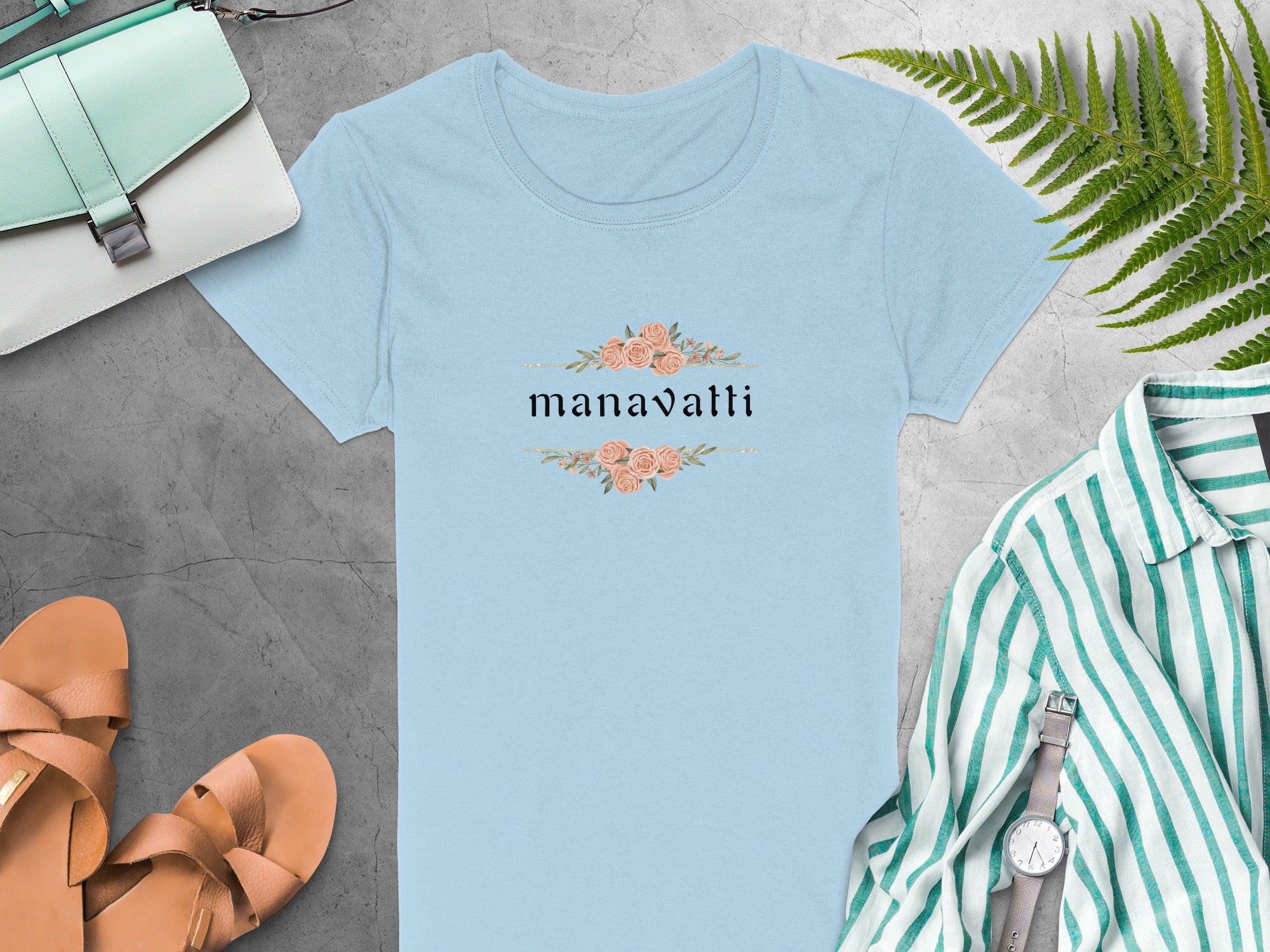 Floral Design Manavalti Graphic Tee Shirt