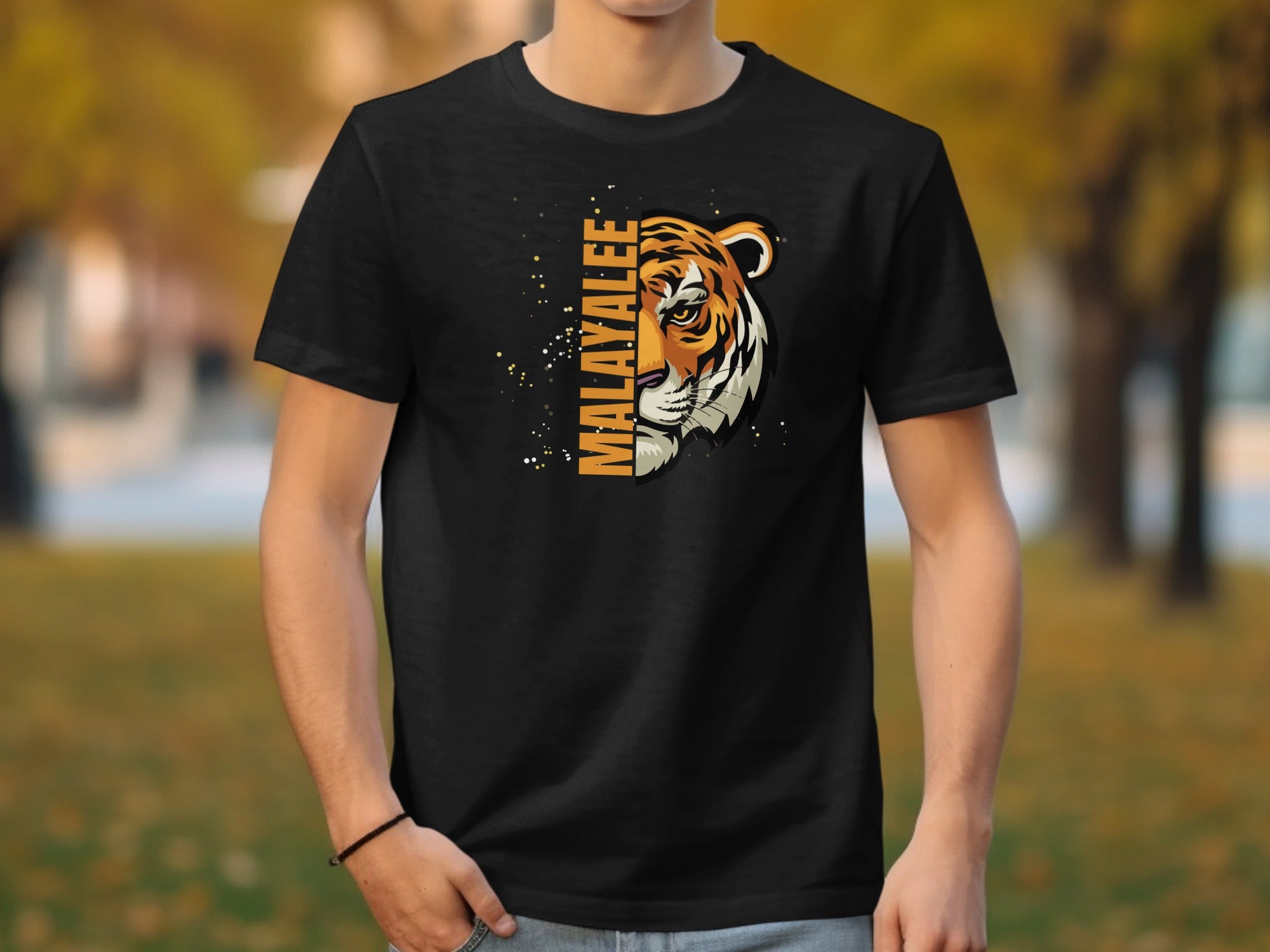 Tiger and Malayalee Text Print T-shirt